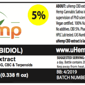 Hemp Oil Drops 500mg CBD (Cannabidiol) (5%) 10ml