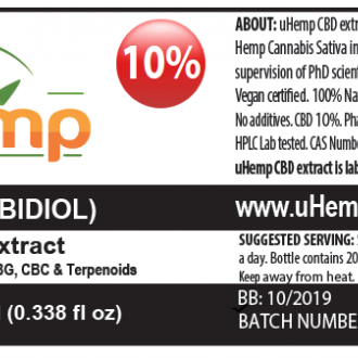 Hemp Oil Drops 1000mg CBD (Cannabidiol) (10%) 10ml
